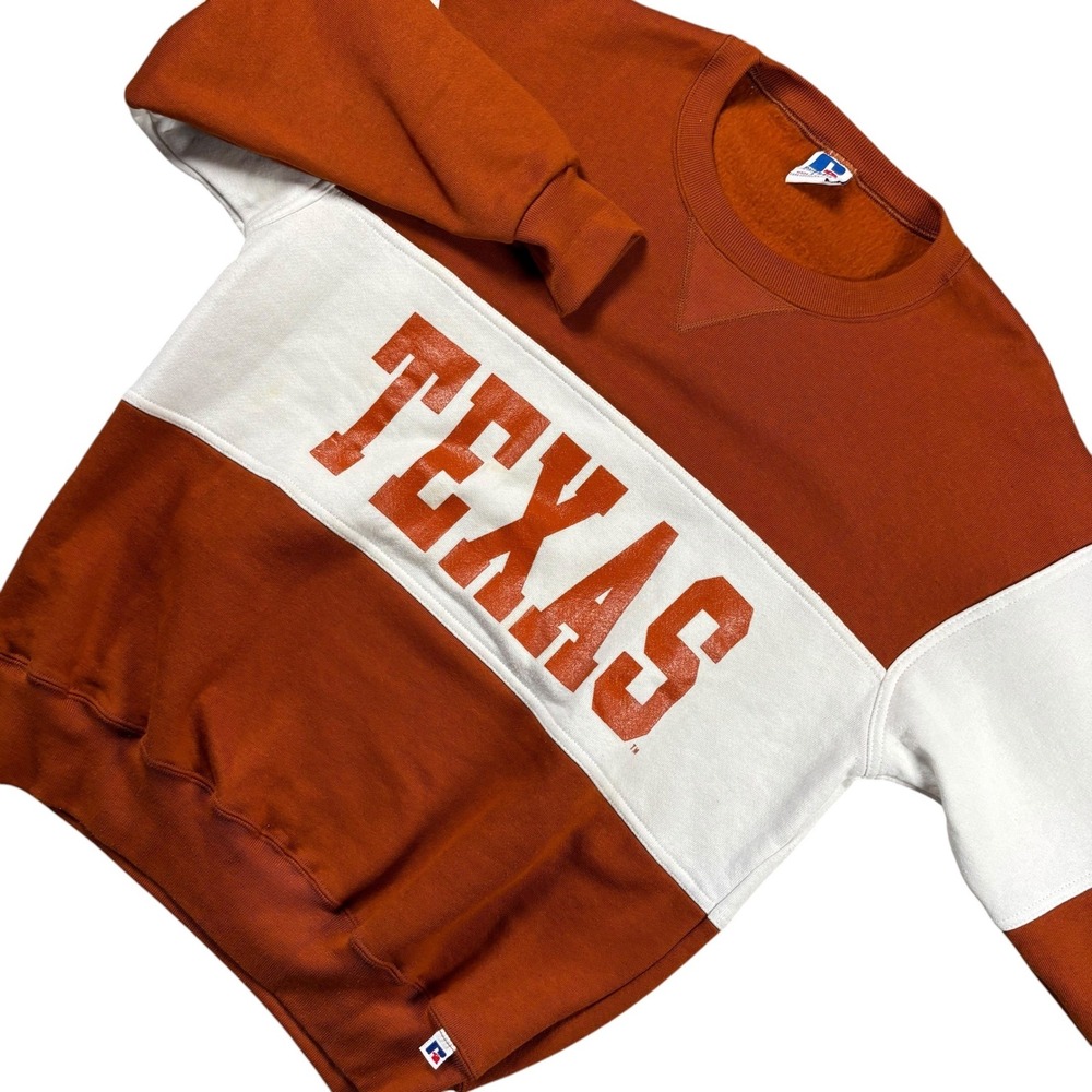 VTG Russell Athletic Sweatshirt Mens L Burnt Orange Texas Longhorns USA Made